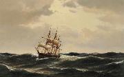 Carl Bille A ship in stormy waters oil painting picture wholesale